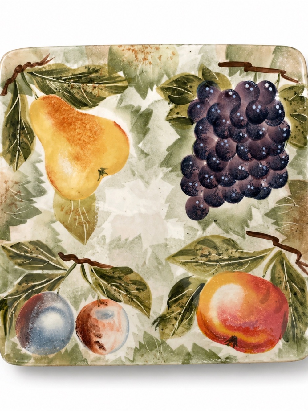 Square Fruit Design Ceramic Wall Plate Serving Plate With Hanging Ring